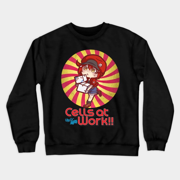 Retro Art Red Blood Cell Japanese Anime Crewneck Sweatshirt by QuickMart